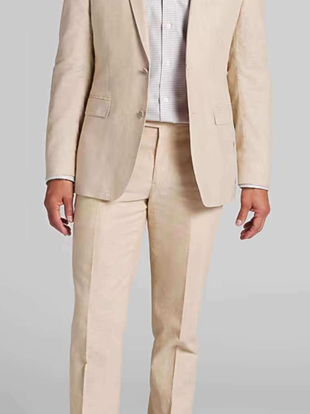 Men's Light Cream Two-Piece Suit Jacket & Trousers
